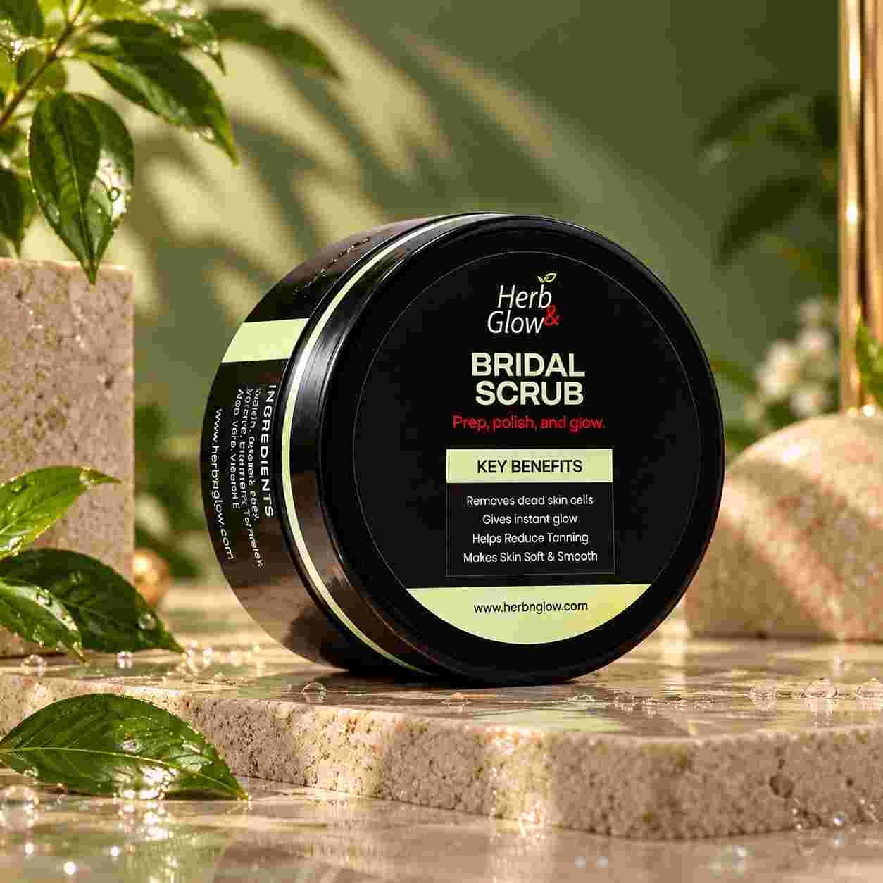 Bridal Glow Scrub – herbal face and body scrub for brighter skin by Herb & Glow