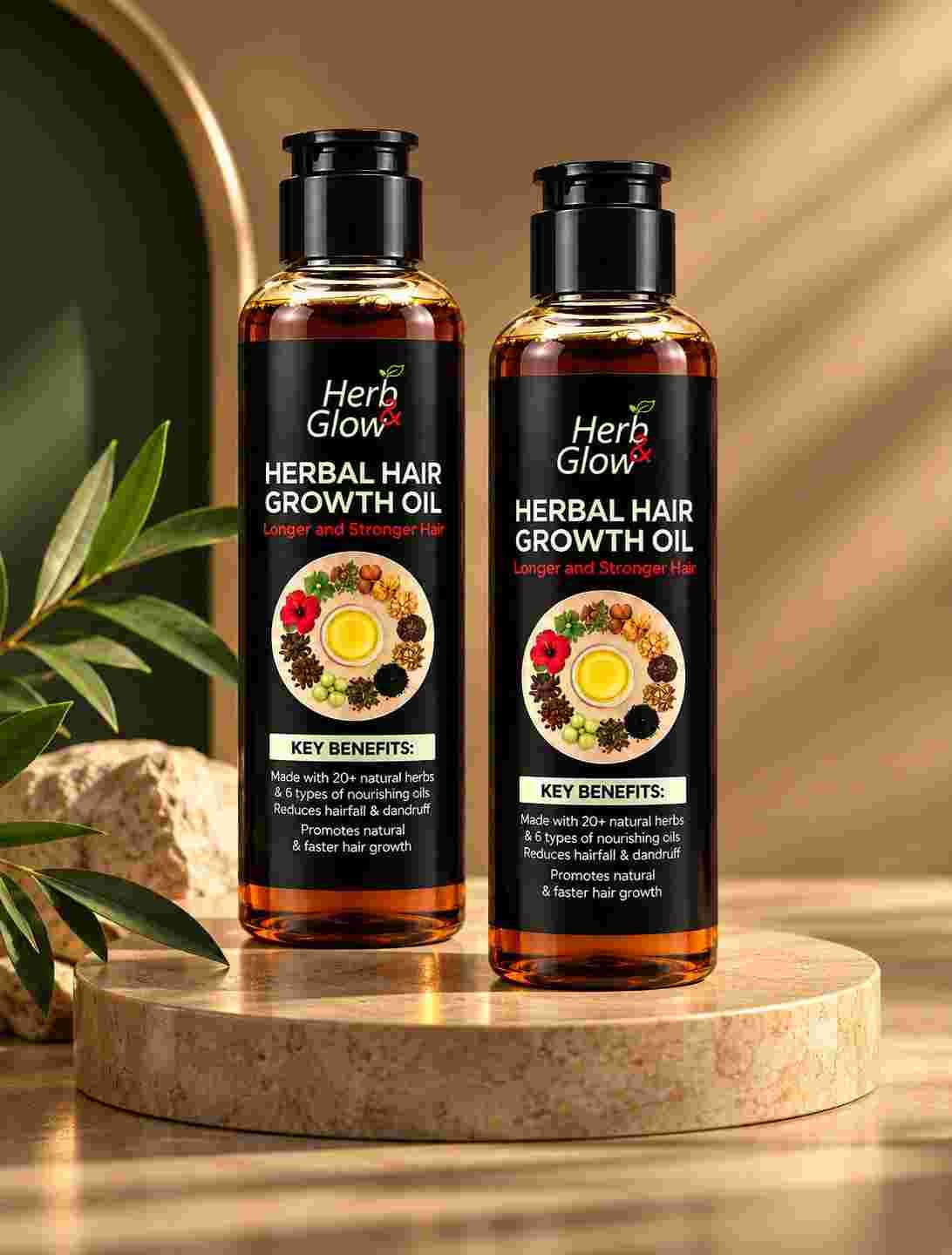 Double Hair Care Bundle – two bottles of Herb & Glow herbal hair growth oil