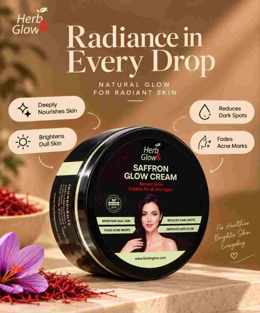 Radiance in every drop – Saffron Glow Cream promotional image by Herb & Glow