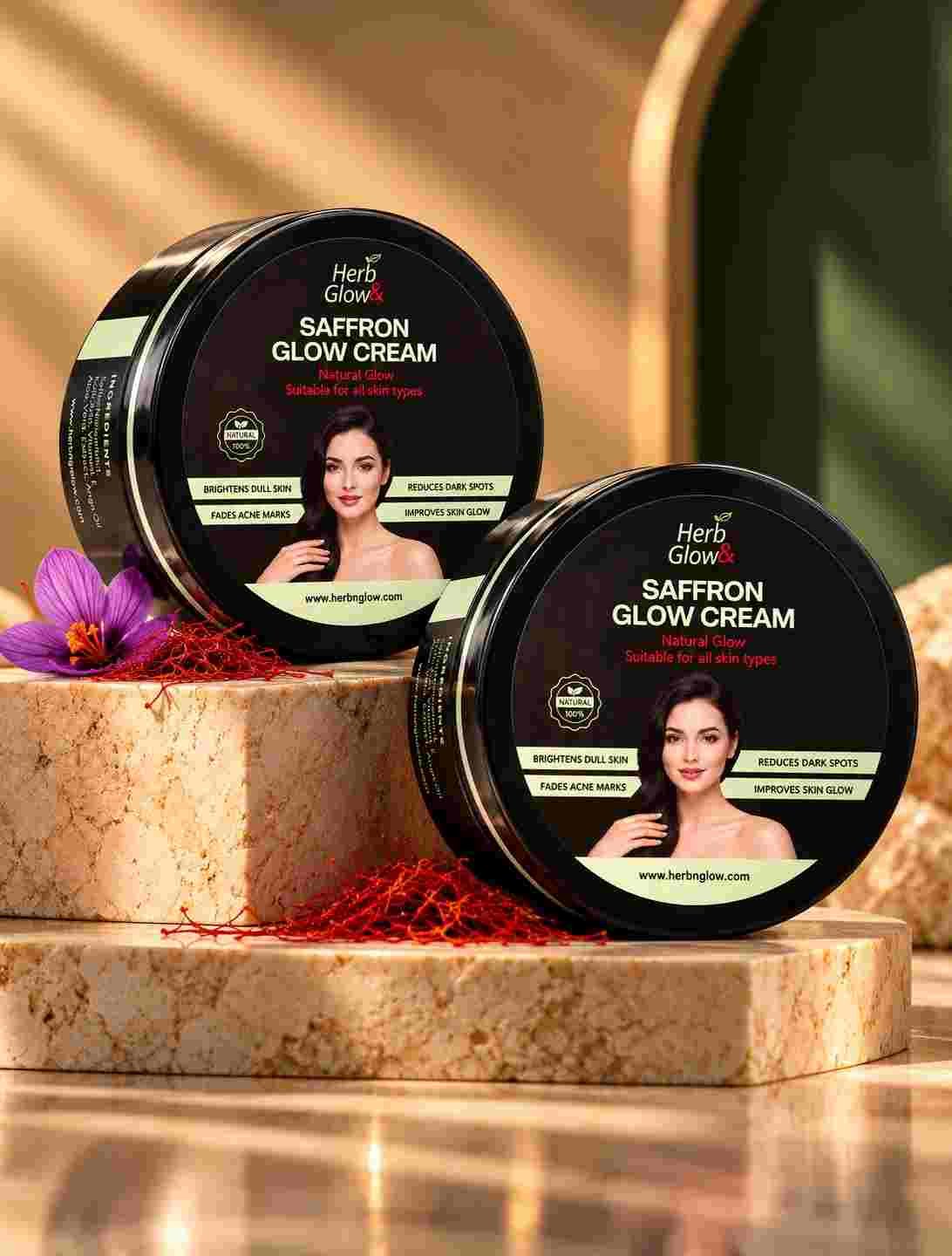 Saffron Glow Pair – two jars of Herb & Glow saffron whitening cream bundle